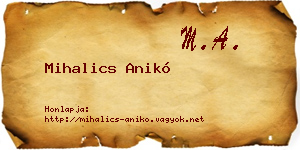 Mihalics Anikó névjegykártya
